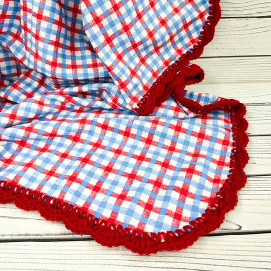 Patriotic Plaid Flannel Receiving Blanket