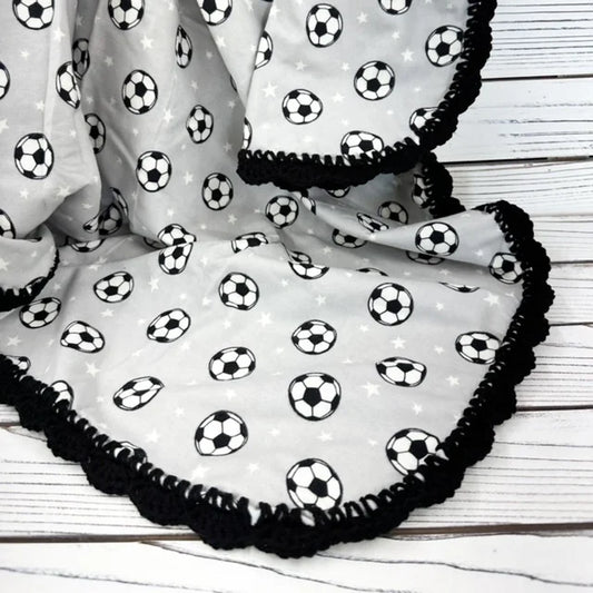 Tossed Soccer Balls Flannel Receiving Blanket