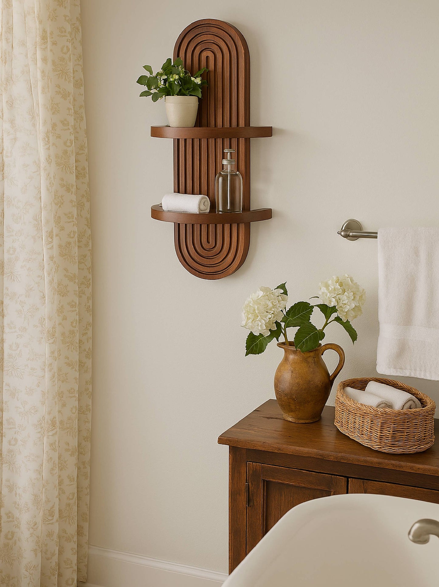Arched Wood Wall Shelf MCM