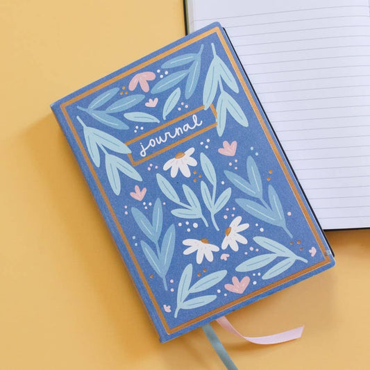 Blue Floral 5x7 Lined Softcover Book Journal