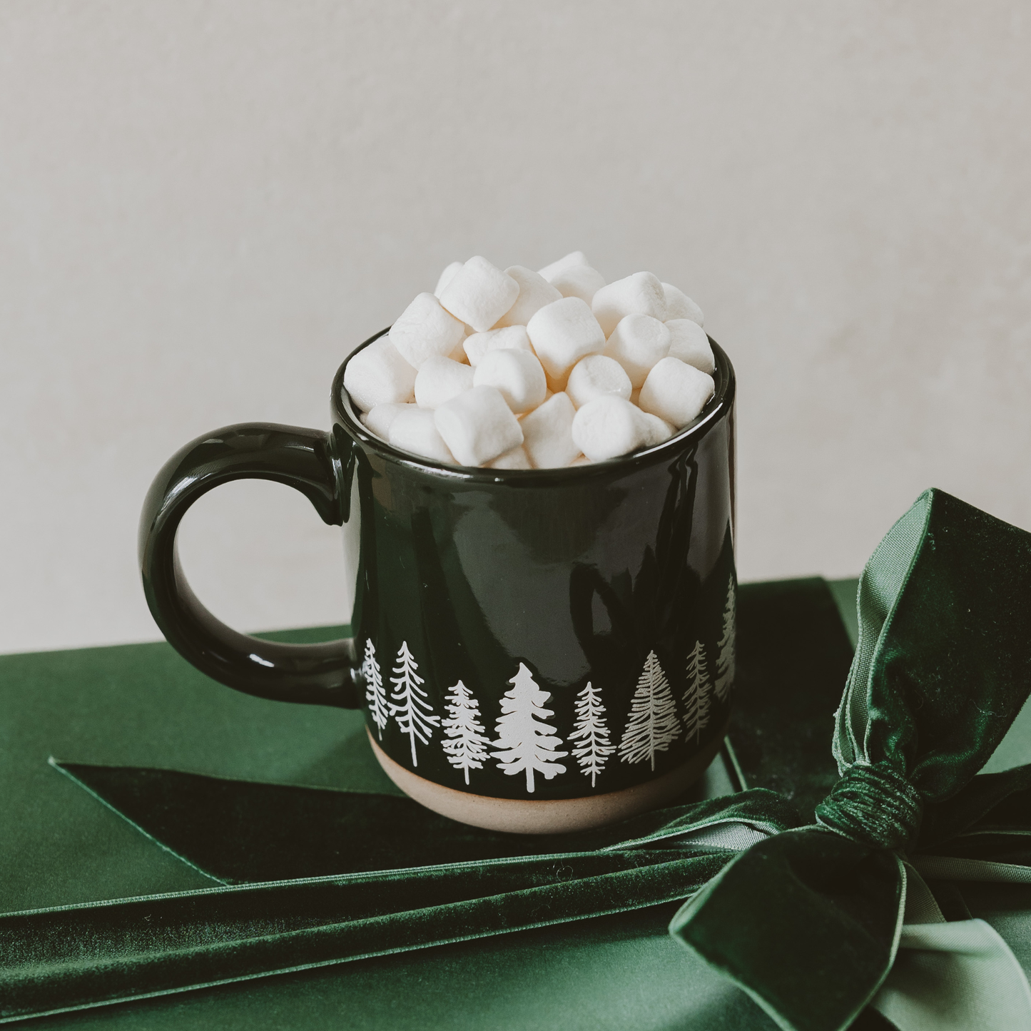 Pine Trees Stoneware Coffee Mug - Christmas Decor