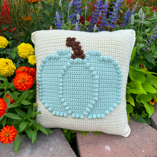 Bobble Pumpkin Pillow - Light Blue