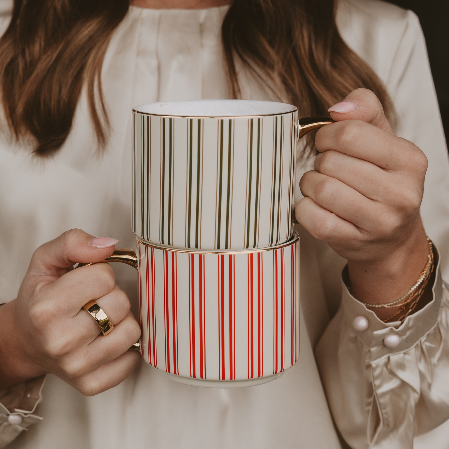 Green Stripe Coffee Mug - Christmas Decor & Gifts