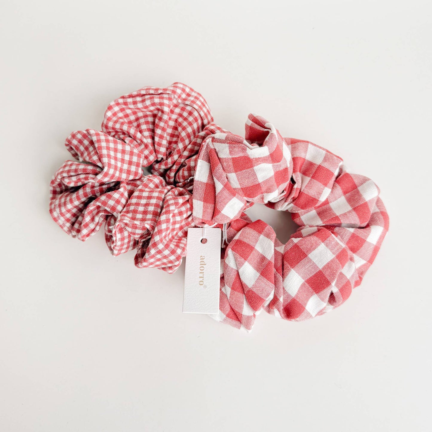 Red Gingham Scrunchies (Set of 2)