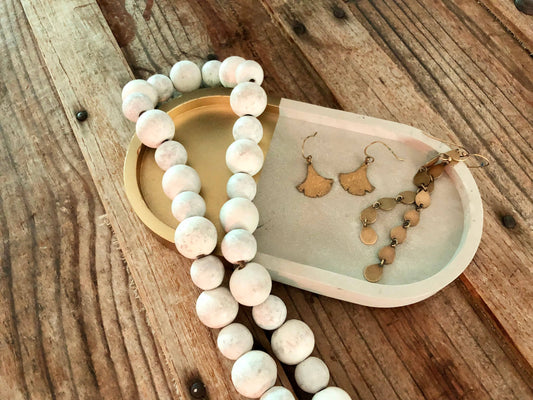 Concrete Accessory Tray - Gold Metallic