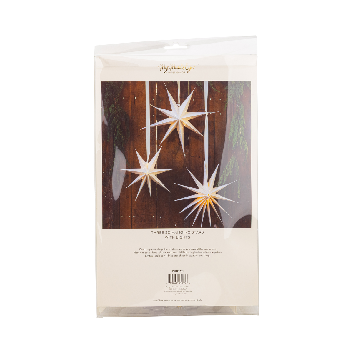 Light Up Paper Stars - Set of 3