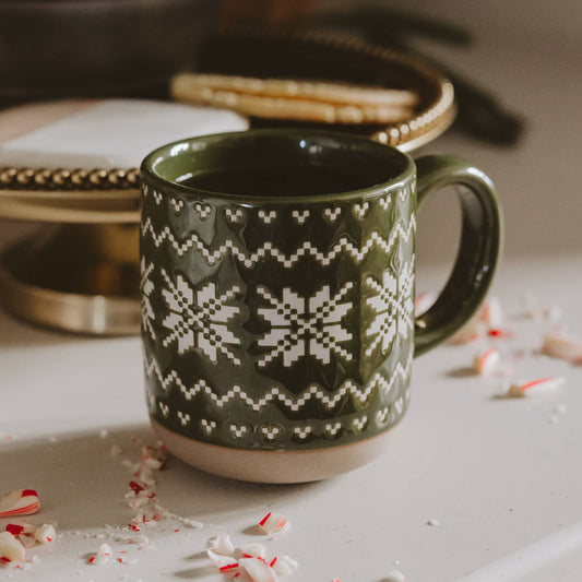 *NEW* Green Fair Isle Sweater Stoneware Coffee Mug - Gifts