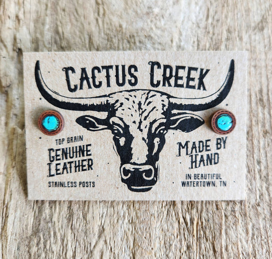 "Tanya" Turquoise-Inspired Leather Post Earrings