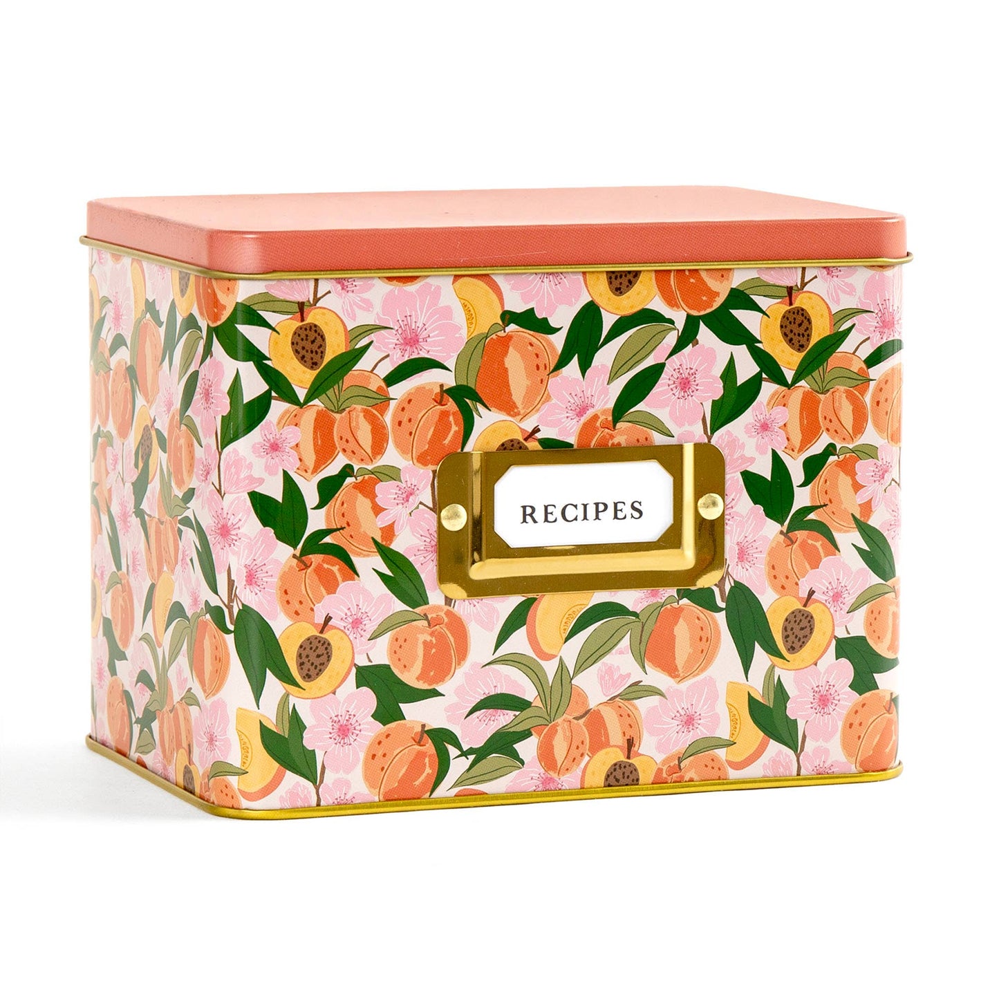Peach Blossom Tin Recipe Box