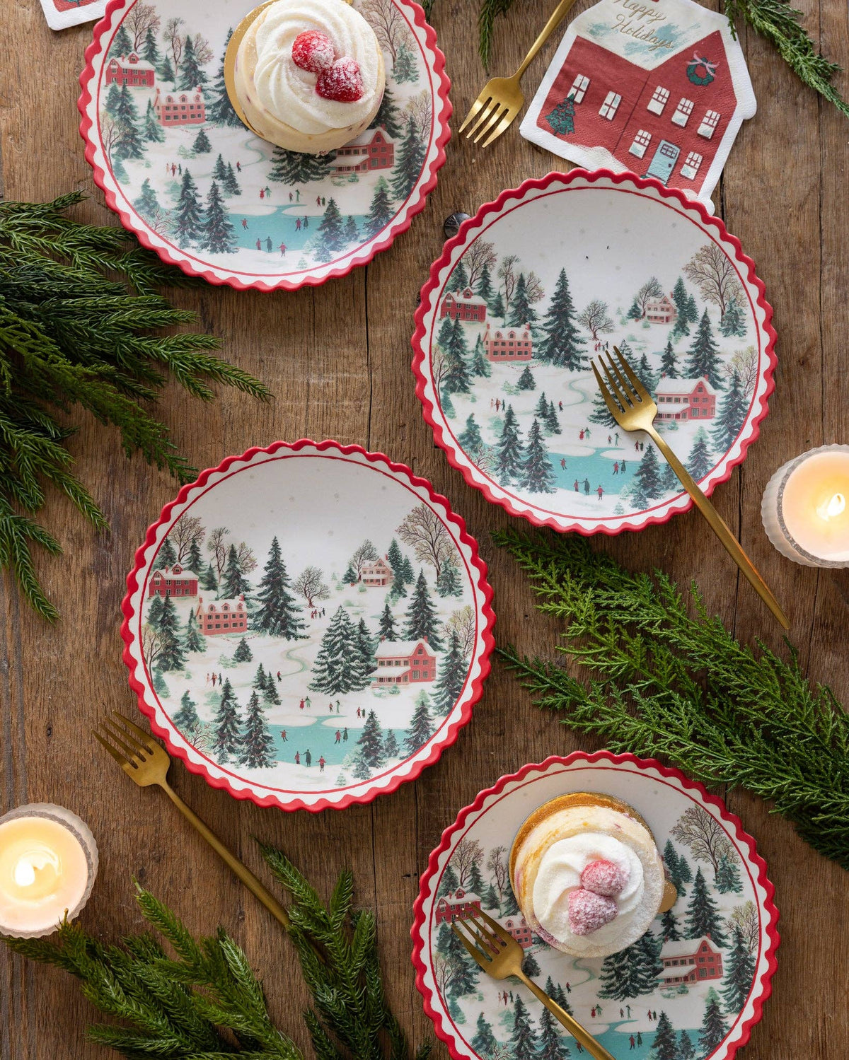 Christmas Scene Bamboo Plate Set