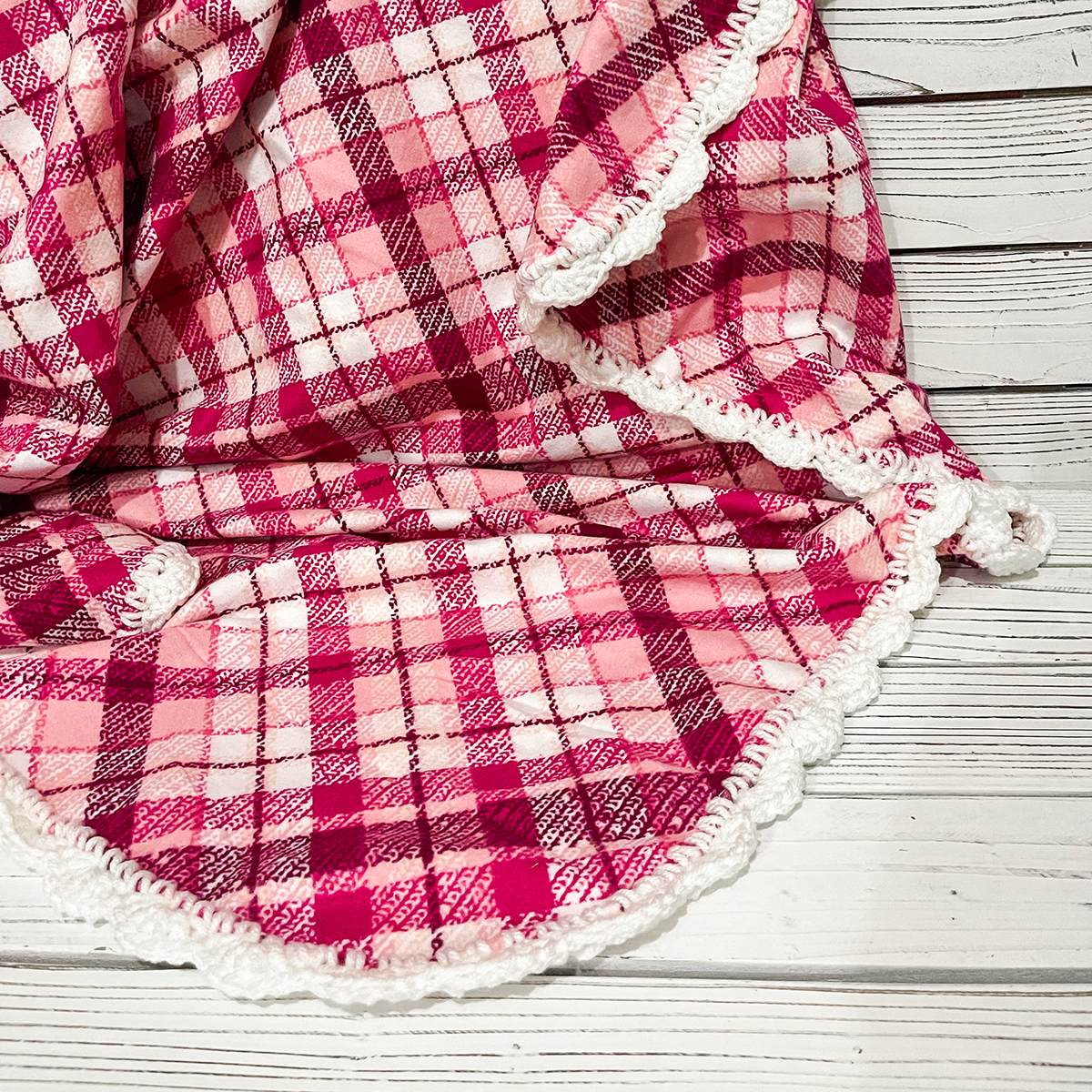 Dusty Pink Plaid Flannel Receiving Blanket