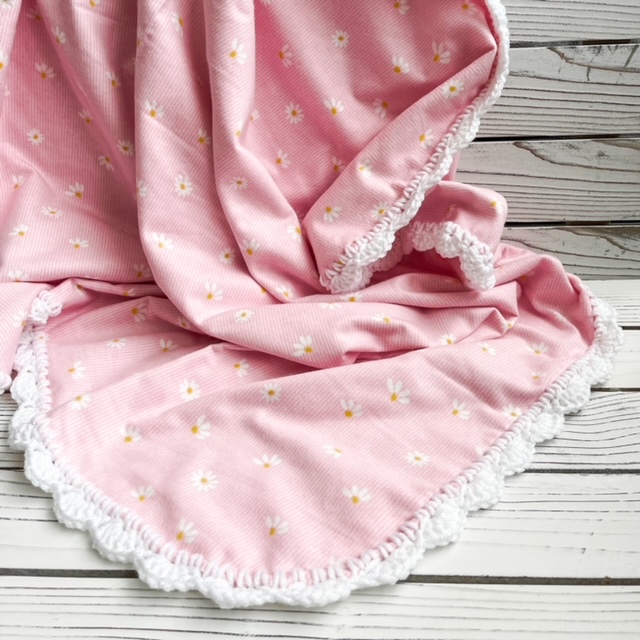 Strawberry Daisy Stripe Flannel Receiving Blanket